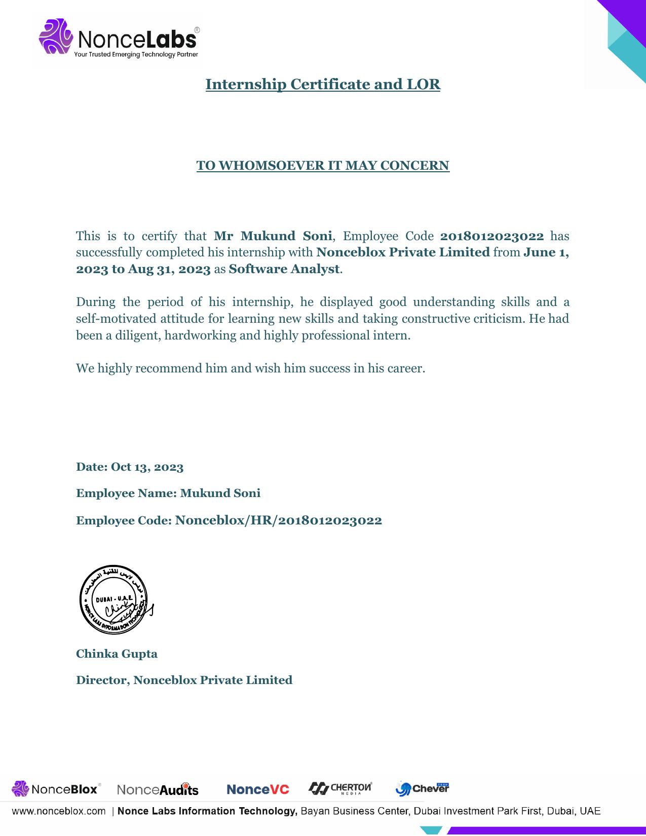 Letter of Recommendation (Web3 & Software Analyst)
